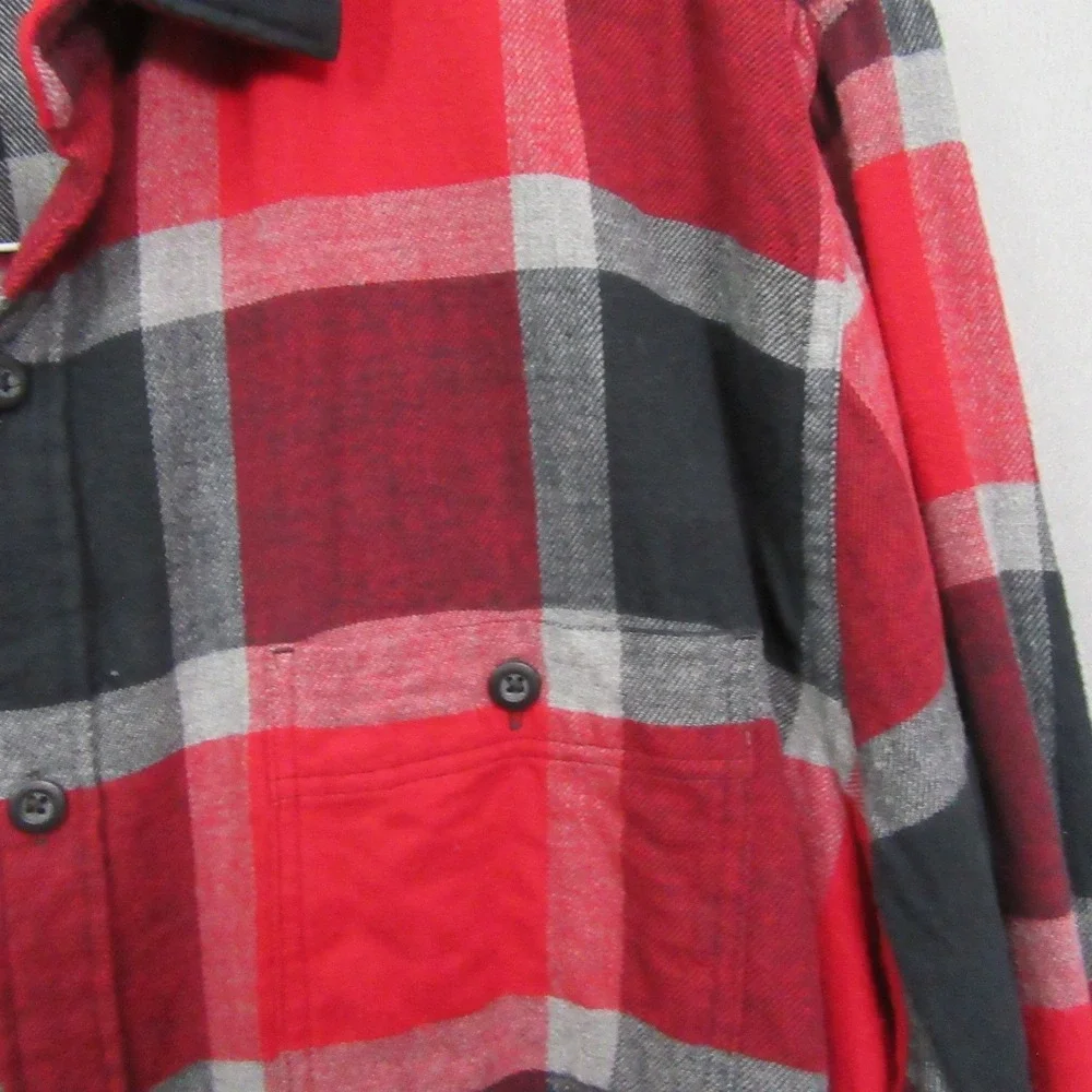 Express Mens Button Up Shirt 2XL Red Black Plaid Long Sleeve‎ Cotton